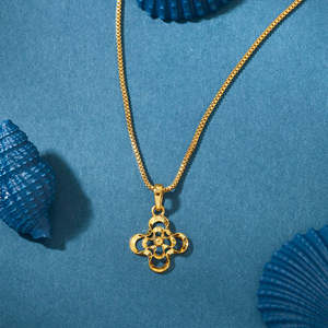 Collier pendentif numéro en or 18 carats avec perle et diamant moissanite, chaîne tendance religieuse - Product Image 1