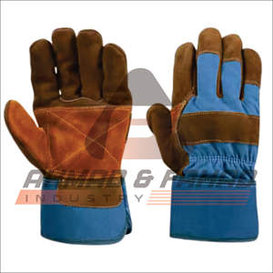 Gants de gréeur canadien Gants de travail robustes de sécurité industrielle Protection des mains en cuir de vachette renforcé Cuir fendu Coton confortable - Product Image 2