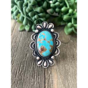 Alex Sanchez Royston Turquoise Sterling <b>Silver</b> <b>Adjustable</b> Vintage <b>Ring</b> - Product Image 1