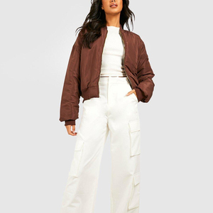 Blouson bomber classique pour femme en satin tricoté, style varsity baseball, broderie personnalisée, coton, streetwear tendance, vêtement d'extérieur décontracté pour l'hiver - Product Image 3