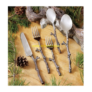 Hoàng gia vàng thiết lập dao kéo sang trọng Flatware khắc xử lý Bạc đồ ăn Bộ đồ ăn dao kéo Bộ cho khách sạn bên và đám cưới - Product Image 2