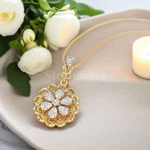 Patrón floral Oro/Plata Tachonado Joyería fina Colgantes & Charms Zircon/Moissanite/Lab Grown/Diamante natural - Product Image 6
