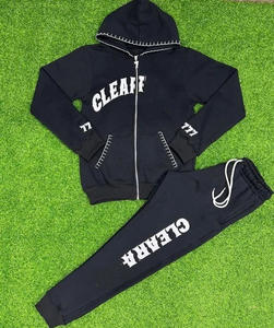 Conjuntos de chándales desgastados personalizados, estilo vintage, con efecto apilado, lavado ácido, pantalones de chándal y sudadera con capucha - Product Image 4