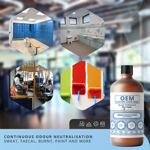Neutraliseur d'odeurs standard à vapeur sèche, formule bleue : odeurs de sueur, de fèces, de fumée et de solvants - Bouteille de 1 L - OEM / Marque privée - Product Image 3