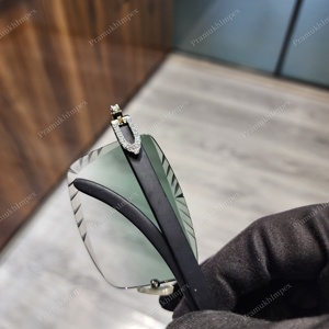 Gafas de Sol Rectangulares de Lujo para Hombre con Moissanita de Alta Calidad, Montura de Acero Inoxidable, Cristal Verde, Probador de Diamantes, Certificado GRA - Product Image 3