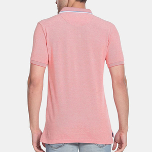 เสื้อโปโลชายสีชมพู แขนสั้น ผ้าฝ้ายเนื้อนุ่ม ระบายอากาศดี ดีไซน์ถัก กระดุมหน้า ทรงปกติ - Product Image 6
