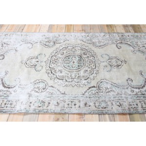 Grand tapis turc 5,2x8,8 pieds, tapis en laine vintage à fleurs vertes - Product Image 3