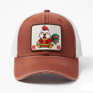 Bán buôn cổ điển đau khổ rửa bông lưới mũ dễ thương phim hoạt hình động vật vá thêu logo tùy chỉnh Trucker Hat - Product Image 2