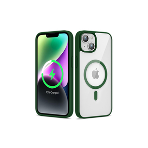 Coque de protection en silicone vert foncé Netzy Premium avec recharge sans fil pour iPhone 14 compatible MagSafe, finition électroplaquée - Product Image 1