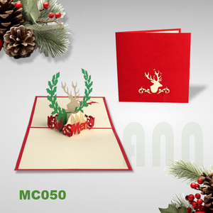 Tarjetas de Navidad Rectangulares Pop-Up 3D Hechas a Mano con Diseño de Reno, Regalo con Sobre - Product Image 2