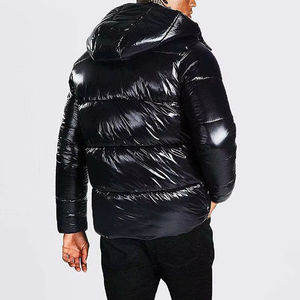 Veste matelassée décontractée de haute qualité pour hommes pour manteau à bulles d'hiver avec col montant fermeture à glissière matériau de la coque en nylon à capuche - Product Image 4