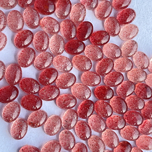 Natural <b>Strawberry</b> Quartz Oval Cabochon Gemstone 4X6 Flat Back Loose Gemstones - Product Image 1