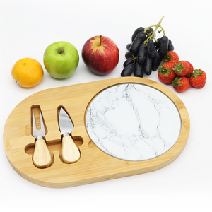 เขียงไม้ไผ่ขนาดใหญ่ถาดเสิร์ฟอาหารชุดกระดานจานสำหรับให้ความอบอุ่นในบ้านของขวัญแผงชีสสแตนเลส - Product Image 1