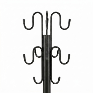 Minimalist Metal Coat Rack With Hooks <b>Standing</b> Type For Living Room Sturdy Design Carbon Steel Powder Coated - Product Image 2