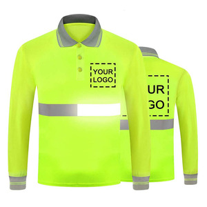 Chemises polo de sécurité réfléchissantes, haute visibilité, réfléchissantes, 100% polyester, manches longues, chemise polo de sécurité pour le travail en extérieur, travail de nuit, sécurité - Product Image 5