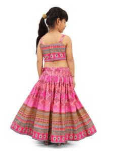 Ensemble Lehenga Choli Shoryam Fashion pour filles, rose, ethnique, entièrement cousu, longueur au sol, pour mariage, fête, vêtements traditionnels indiens pour enfants - Product Image 3