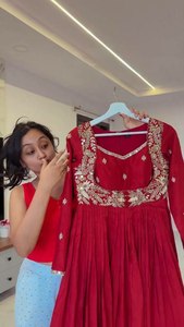 Setelan Salwar Gown Panjang Biasa dengan Dupatta, Ukuran <span class=keywords><strong>M</strong></span> hingga 3XL, Kain Georget Berkualitas Tinggi dengan Detail Bordir & Payet, Cocok untuk Pesta SIE - Product Image 6