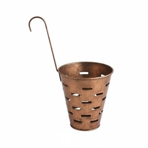 Cubo de Aceitunas de Metal Antiguo de Cobre Elegante al por Mayor, Contenedor de Almacenamiento Decorativo de Estilo Rústico Vintage con Asas en Oferta - Product Image 3