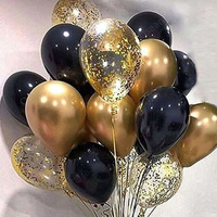 18 pièces/ensemble noir et or avec banderole en caoutchouc ballon fête mariage décor anniversaire décoration de la maison