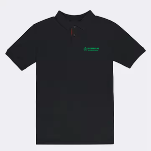 Behram International <b>Men's</b> <b>Black</b> Short Sleeve Polo Shirt Regular Fit Cotton Pique Breathable Casual Wear Front Logo Print - Product Image 6