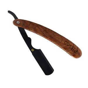 Navaja de afeitar plegable personalizada de acero inoxidable para barbería, con cuchilla intercambiable para corte de pelo - Product Image 6