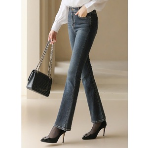 กางเกงยีนส์ขายาวสำหรับผู้หญิงกางเกงขาตรงทรงสลิม - Product Image 6