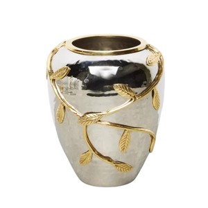 Florero de Metal dorado Premium con hoja de Rama Dorada, florero decorativo de diseño elegante Para Boda y decoración del hogar - Product Image 3