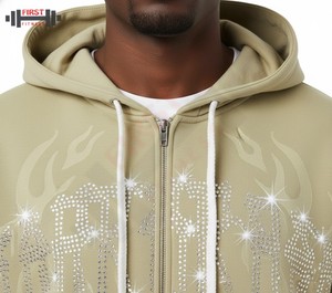 Conjunto Deportivo Personalizado 100% Algodón French Terry con Efecto Desgastado, Decoloración al Sol y Lavado Ácido, Sudadera con Capucha y Pantalones Deportivos con Cremallera, Impresión Serigrafiada OEM, 400 Gsm - Product Image 6