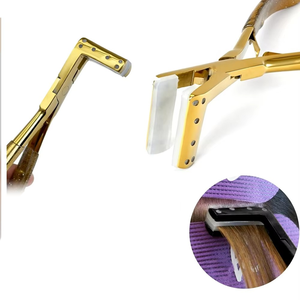 Pinza Profesional para Extensiones de Cabello con Cinta Adhesiva, Acero Inoxidable, Mango de Goma Antideslizante con Purpurina, Herramienta de Sellado de Cinta Adhesiva - Product Image 3