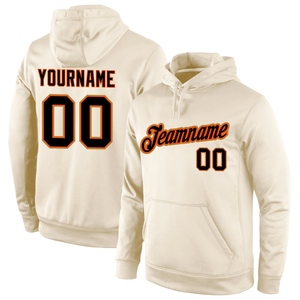 Sweat à capuche pull-over de sport noir-orange cousu personnalisé - Product Image 1