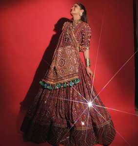 Elegante y Moderno Lehenga Choli Reversible de Algodón Muselina Pesado con Estampado de Espejo para Adultos, Ropa India y Pakistaní para Fiestas - Product Image 3