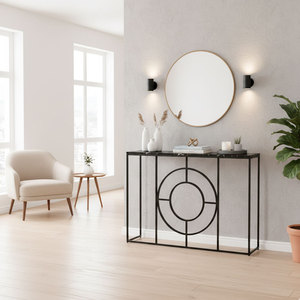 KEDI CST023 Minimalist Decorative <b>Table</b> with Iron Frame and Stone Top for Living Room Hotel Bedroom <b>Storage</b> Furniture - Product Image 2