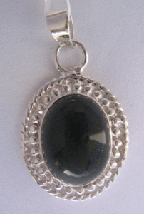 Colgante de Plata de Ley 925 Estilo Bohemio con Piedra Preciosa de Ónix Negro Natural, Engaste de Bisel con Patrón Hexagonal, Regalo para Mujer - Product Image 1