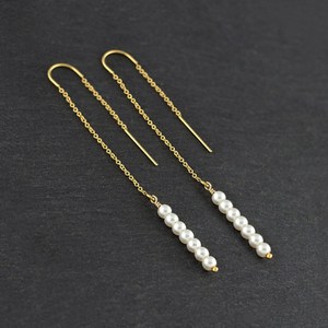 Perle d'eau douce boucle d'oreille Nature petit Biwa baroque mode 14K or rempli boîte chaîne fil boucles d'oreilles pour mariage - Product Image 3