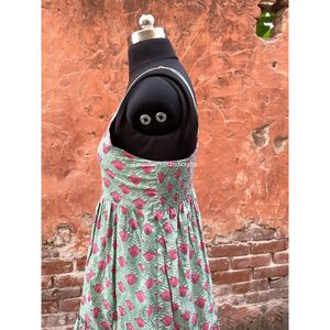 Vestido de tirantes bohemio étnico para mujer, elegante, multicolor, 100% algodón, ropa de verano, estampado de bloques a mano, Maxi vestido de encaje Natural - Product Image 5