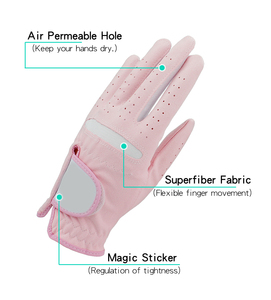 Tela suave rosa transpirable profesional para mujer mano izquierda y derecha logotipo personalizado GUANTES DE Golf Cabretta guantes de cuero - Product Image 1