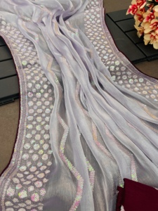 Indien le plus vendu Designer élégant fantaisie doux tissu Saree exclusif fil séquence travail élégant Blouse ethnique fête porter - Product Image 5