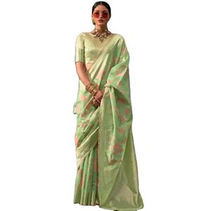 El último Sari de tela de seda de algodón suave de diseñador de FabZone - Product Image 1