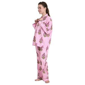 Luxurious Spring Loungewear Set Soft Pyjama-Set Comprising Pure Cotton Panama Nightdress Hand-Printed with Comfortable Fit - Product Image 5