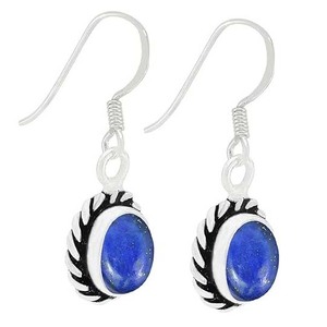 Pendientes de piedras preciosas de lapislázuli, pendientes de forma redonda de Plata de Ley 925 sólida para mujeres y niñas, Pendientes colgantes, joyería de plata - Product Image 1