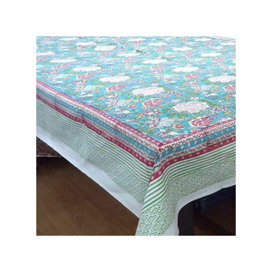 ผ้าปูโต๊ะผ้าฝ้ายอินเดียสีฟ้า - Product Image 5