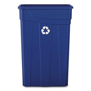 Boardwalk 23 Gallon Polypropylene Slim Blue Recycling Container <b>Large</b> Open Top <b>Kitchen</b> Trash Can for Public Use - Product Image 4
