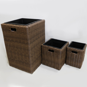 Artex Dong Thap Factory Lot de 3 pots de fleurs en rotin et osier faits à la main pour plantes de fleurs de jardin du Vietnam - Product Image 5