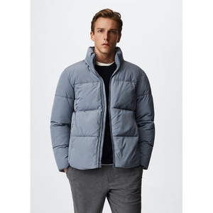 OEM personnalisé hiver coupe-vent chaud coton rempli de toile col montant avant logo manteau bouffant nouveau léger brillant hommes - Product Image 6