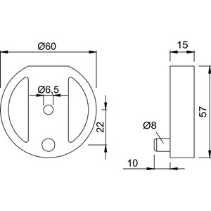 KWS 2559 Black Aluminum Storage <b>Rack</b> Base Plate 60 mm with 15 mm Height for Item No. 3000 258 205 - Product Image 3