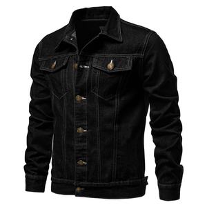 Veste en jean pour homme de haute qualité 2025, bleu uni, en laine, lavable, avec col en fourrure, veste en jean slim pour homme, col en fourrure - Product Image 4