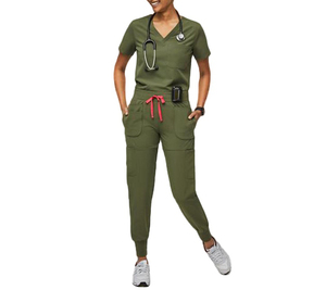Nouvel Arrivage Unisexe Hôpital Scrubs À Manches Courtes Fermeture Éclair Lavable Respirant Toile Médecin Uniformes Confortable Pratique Sans Couture - Product Image 1