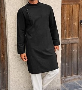 Top Trendy Custom Black Kurta And White <b>Pajama</b> Afghani Suit For <b>Men</b> Traditional Dubai Stylish Tribal Afghan Wear Breathable - Product Image 3