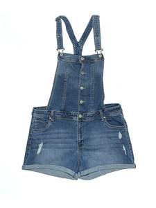Denim High Quality Short <b>Dungaree</b> <b>for</b> <b>Women</b> Light Wash Distressed Vintage Effortless Style Bib Overall Button Printed Trendy - Product Image 2