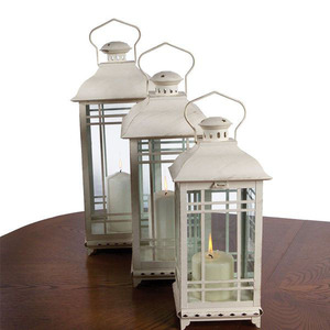 Linterna de Metal de hierro de último diseño en 3 piezas, soporte de acero inoxidable superior con acabado blanco, producto atractivo para la decoración del hogar y la boda - Product Image 4